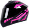 Casco Integral para Motocicleta con 3 Opciones de Lentes 4 Estaciones Transpirable D.O.T para Mujeres Cascos Protectores para Desplazamiento Diario (Rayas Negro-Rosa) (A,55~57cm M)