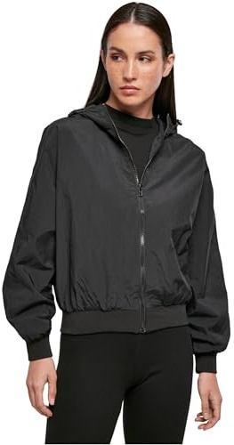 Build Your Brand Damen Trainingsjacke Ladies Crinkle Batwing Jacket, Farbe Black, Größe S