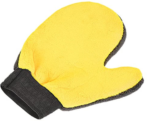 sourcing map Microfiber Wash Gloves Chenille Washing Sponge Mitten Cleaning Gloves Reusable Dry Duster with Thumb for House Cleaning, Grey Yellow
