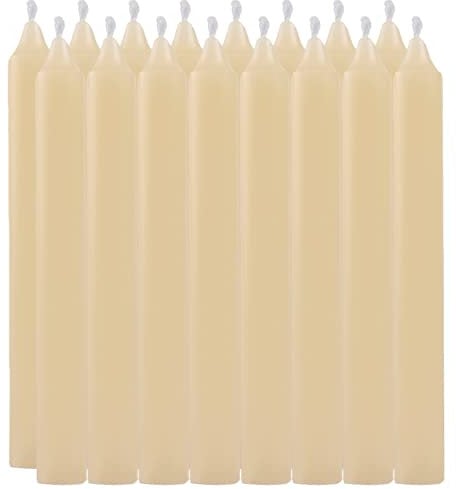 Bougies de Chandelier Longues Sans parfum - Lot de 16 Bougies Crème Longueur 17.5cm