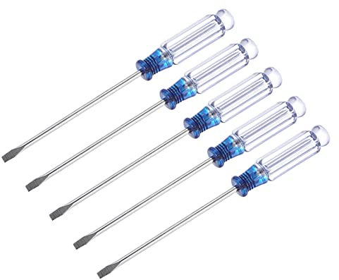 sourcing map Mini Slotted Screwdriver, 3.0mm Flat Head 127mm Length for Small Appliances Repair, 5 Pcs