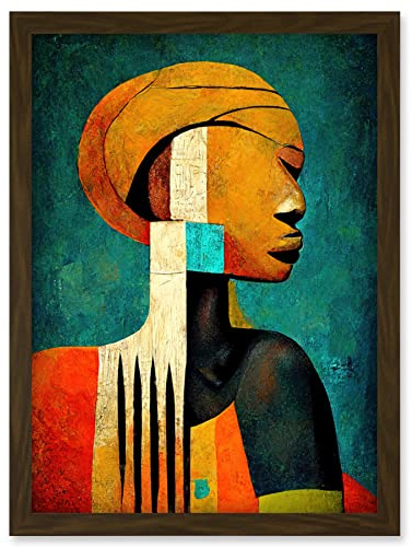 Doppelganger33 LTD Modern African Abstract Gold & Bold Artwork Framed Wall Art Print A4
