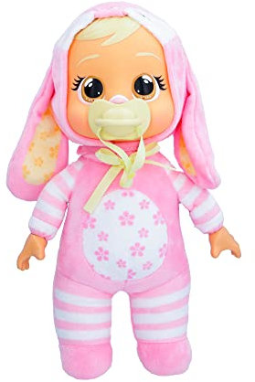 Cry Babies Tiny Cuddles Bunnies Lola, Poupée Douce et câline de 25 cm, pleurant de Vraies Larmes, Pyjama de Lapin Rose Inclus, Jouet pour garçons et Filles de 18 Mois et Plus