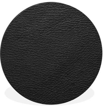 MuchoWow Wandbild Rund Wanddeko Deko Wohnzimmer Bilder 30x30 cm Leder - Lederoptik - Schwarz - Grau