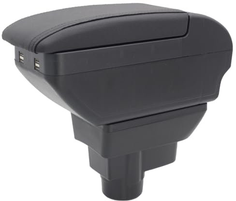 Doppellagige Armlehnenbox für Corsa D 2006-2014 Mittelkonsole Aufbewahrungsbox mit 4 USB-Anschlüssen Getränkehalter Armlehne Zubehör Schwarz