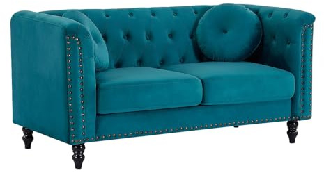 Vente-unique 2-Sitzer-Sofa, Velours, Entenblau