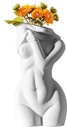 Deko Vase, Moderne Kreativität Vasen, Menschlichen Körper Figuren Vase, Keramikvasen für Moderne Boho Wohnkultur, Weiß Matt Dekorative Vase (Linke Hand weiß)