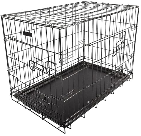 2 Door Folding Rust Resistant Puppy Cage Carrier | Durable Steel Pet Home For Traveling & Training