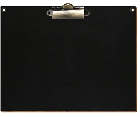 Bütic Holz Klemmbrett Standardform Schwarz für DIN A3 A4 A5 A6 mit 2 Ösen aus 3 mm starkem Birkensperrholz mit Klarlack versiegelt, Format:A5 quer, Klemme:Zahnklemme antik