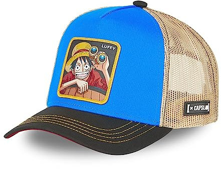 Capslab Luffy One Piece Blue Black Beige Trucker Cap - One-Size