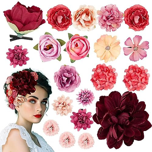 BOFUNX 20pcs Clip di Fiori Fermagli Fiori per Capelli Mollette per Capelli Fiore Accessori Capelli Boho per Ragazze Donna Matrimonio Sposa Nozze Spiaggia Estive