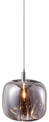 TPWEWRX Moderne Glas Pendelleuchten Kürbisform Glas Lampenschirm Decken Hängeleuchte Art Deco Pendelleuchte Kronleuchter Pendelbeleuchtung für Kücheninsel Wohnzimmer (Smoke grey,1-Light)
