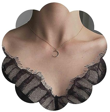 Cimenexe Bohemian Crescent Moon Pendant Necklace Gold Moon Choker Necklace Half Moon Collar Necklace Minimalist Moon Necklace Jewelry for Women and Girls Gifts