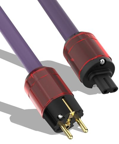 YuanYong Audiophiles HiFi-Netzkabel Audio-Stromkabel 12AWG 7N OCC Figure 8 AC-Netzteil, 24K Vergoldeter Stecker/IEC320-C7-Buchse,125V/15A FüR Lautsprecher, VerstäRker, Subwoofer, Heimkino(1.5M/4.9Ft)