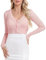 Irevial Damen Open Knit Cardigan Strickjacke Bolero Kurz Langarm Festlich Cardigans mit Knopf Boleroshrug Hell-pink S