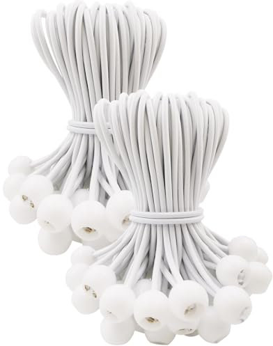 WMZOBH Spanngummis mit Kugel 15cm - 100 Stück Planenspanner mit Kugel, Spanngummi Kurz, Planenbefestigung Zeltgummis mit Kugel, Zelt Gummispanner mit Kugel für Planen Weiß