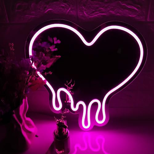 Panneau de miroir en acrylique Melt The Love Neon avec LED incassable et antirouille léger luminosité réglable et résistant à l'humidité attrait esthétique supérieur miroir néon