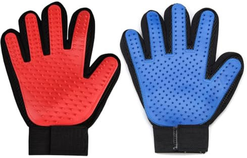 Haustier Bürsten Handschuh, 2 Stück Haustier Handschuh Sanfte Fellpflegehandschuh Effizienter Handschuh Massagehandschuh mit verbessertem Fünf-Finger-Design, Möbel Haar Entferner Mitt zum Pet