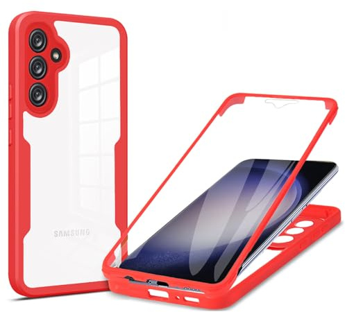 betterfon 360 Grad Hülle Kompatibel mit Samsung Galaxy S23 FE | Handyhülle mit eingebautem Displayschutz für Galaxy S23 FE | Rot