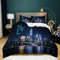 BanbE Bettwäsche New York City-Nachtansicht 155x220 cm 3 teilig Bettbezug Set mit Kissenbezüge, Bettwäsche-Sets Mikrofaser mit Reißverschluss Weich und Bügelfrei