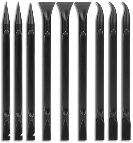Crevice Cleaning Tool, 9 PCS Carbon Fiber Plastic Scraper Tool Car Detailing Brush Set Non-Scratch Multi-Purpose Scraper for Clean Small Narrow Spaces and Gaps, Remove Stickers Labels Oil Stains Dirt
