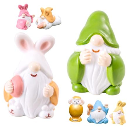 ORFOFE 7 Stück Mikrolandschaft Zwerg Ostern Thema Zwerg Zwerg Statue Dekor Zwerg Ostern Party Zugunsten Ostern Zwerg Ostern Party Zwerg Zwerg Festival Verzierung Harz