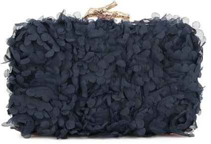 Syrads Flower Handbag Clutch Bolso de noche Bolsos florales con cadena para boda,Azul