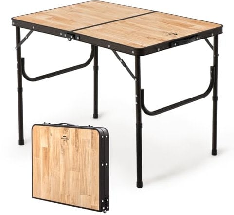 Naturehike Campingtisch Groß Klapptisch höhenverstellbar MDF Tisch mit Tragetasche für Outdoor Camping, Garten, Reisen, Multifunktionstisch 90 × 60 × 37 cm - Großer Holz