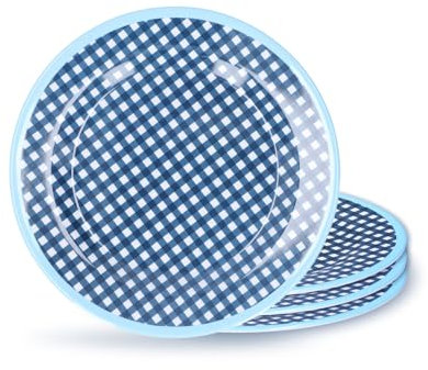 NYSUZHOUJI Salad Plates, 9inch Small Dinner Plates, Kitchen Melamine Plates for Desserts, Salads, Fruits, Snacks, Set of 4
