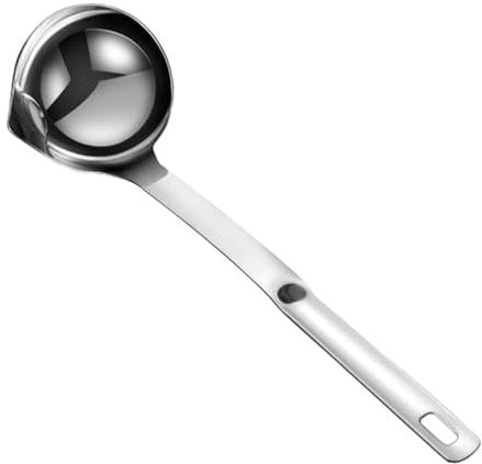 Cucharón separador de grasa, separador de grasa de cocina, cuchara coladora de aceite, separador de salsa de acero inoxidable, cuchara coladora para sopas, salsas, guisos