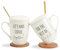 Swuut Lot de 2 tasses à café en céramique de 355 ml pour couple – Cadeau de fiançailles et de mariage pour couples – Cadeau de fête prénuptiale et de pendaison de crémaillère (blanc)