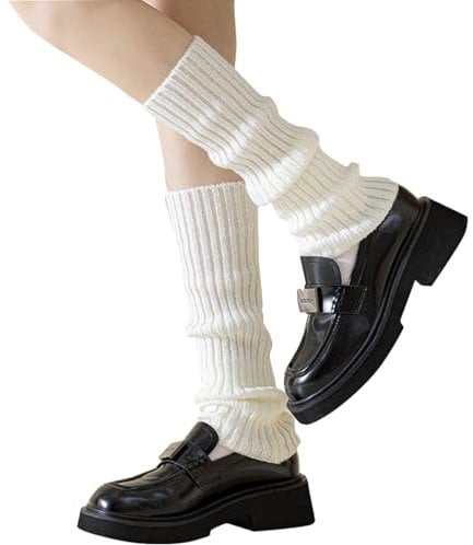 VUCDXOP Leg Warmers for Women for Winter,Knit Winter Thermal Warm Leg Warmers-Long Socks Boot Cuffs Topper Legging Pads For Women Lady Girls Best Xmas Gift (Y2k-White)
