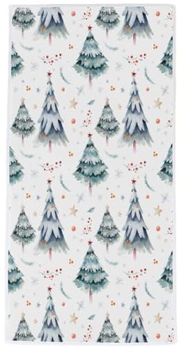 Vhcawsu Winter-Weihnachtsbaum-Handtuch, Weihnachtsmotiv, weiche Badezimmer-Haartrocknungstücher, sehr saugfähig, Badetuch für Spa, Fitnessstudio, Sport, 40,6 x 76,2 cm