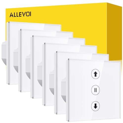 6 Stücke ALLEVOI Smart Rolladenschalter, Wlan Rolladen Zeitschaltuhr, Kompatibel mit Alexa/Google Home/Smart Life, Wifi Jalousien Rolladensteuerung Benötigt Nullleiter