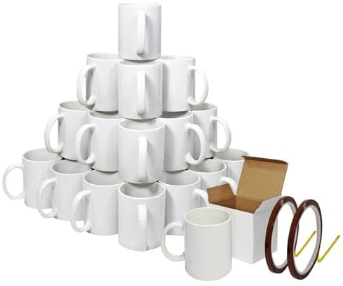 72 Tasses À Sublimation Vierges En Céramique Blanche Revêtement Polymère 325ml, AAA Boîtes-Cadeaux De Présentation Ruban Chauffant 22 M X 0,5 M Pour Thé, Café, Lave-Vaisselle Micro-Ondes