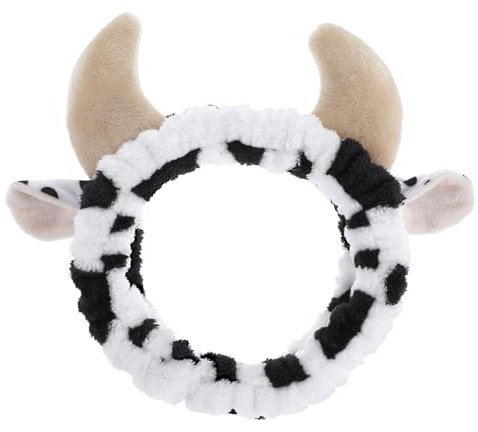 Abschmink Haarband Plüsch Cow Print Gesicht Waschen Haarbänder Flanell Stirnband Kosmetik Elastisch Haarband zum Waschen Dusche Sport Schönheit Hautpflege Spa für Damen Mädchen