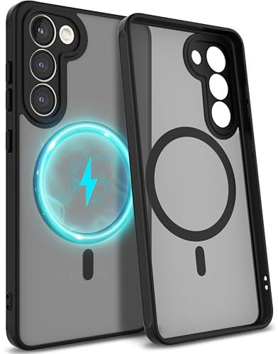 MyGadget Case pour Samsung Galaxy S23 [Compatible avec MagSafe] - Coque de téléphone Portable Hybride magnétique - Coque Rigide Transparente en Noir