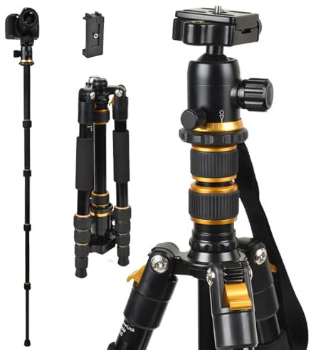 Trípode de Cámara NEWFUN 160cm - Flexible con Cabeza de Bola 360° para Cámaras Réflex, Sin Espejo, Teléfonos y Videocámaras - Soporte Profesional Plegable y Ajustable