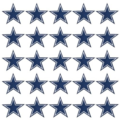 NBEADS 40 Pcs Blue Star Iron on Patches, 6.5cm Rugby Embroidery Patches Star Large Sew on Patches Applique Embroidered Repair Patch for Decorating Jackets Hats Backpacks Jeans
