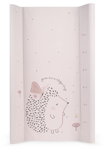 KikkaBoo Fasciatoio Portatile Neonato 80x50 cm HEDGE-HUGS, Materassino Fasciatoio Impermeabile e Morbido in PVC, Rosa