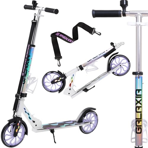 RAVEN Scooter Roller Tretroller Kickscooter für Kinder Erwachsene |klappbar | höhenverstellbar | Tragegurt | Klingel | Flaschenhalter