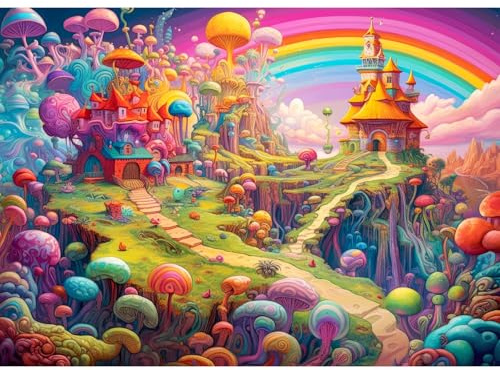 Puzzle 1000 pièces, Puzzle Adulte, Un Puzzle Difficile, Jeux de Puzzle pour Toute la Famille, Cadeaux pour Femmes, Cadeaux pour Hommes, thème : Merveilleux Champignons