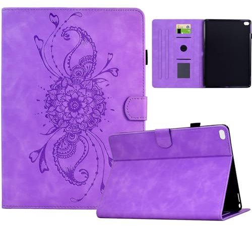 Funda para iPad Mini 5/4 (7,9 Pulgadas Modelo 2019/2015)&iPad Mini 3/2 - Funda de Cuero de Primera Calidad Smart Folio Case con Soporte y Billetera - Púrpura