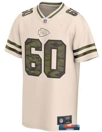 Kansas City Chiefs Trikot – Offizieller NFL Fanartikel – Beiges Jersey mit Chiefs-Logo & #60 – atmungsaktives & bequemes Material
