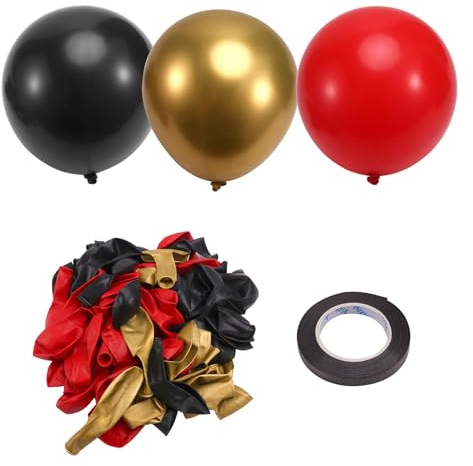 Flaroey Red Black and Gold Balloons, 67pcs 12 Inch Red and Black Balloons for Birthday, Retirement, Graduation