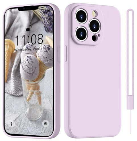 HGH für iPhone 12 Pro Max Hülle Silikon mit Lanyard, Lila | Handyhülle für iPhone 12 Pro Max Dünn Rundumschutz mit Microfiber-Innenfutter Kratzfest Schutzhülle