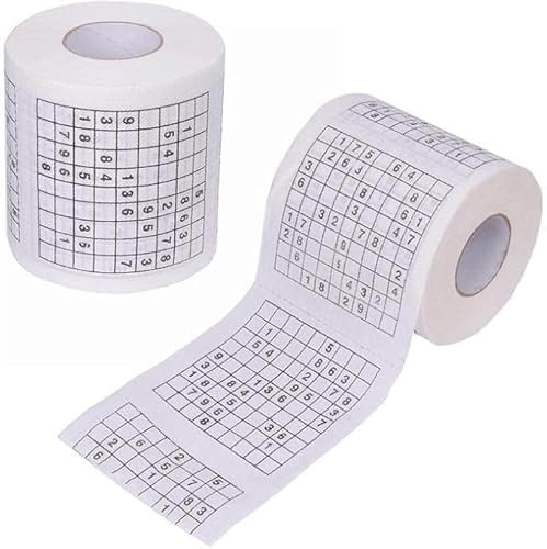 Sudoku-Toilettenpapier, 2-lagig, weiß, 200 Blätter, strapazierfähig, langlebig, bedrucktes Toilettenpapier, Badezimmer, Unterhaltung, Körperpflege