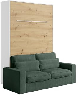 Vente-unique - Schrankbett 2 Rapili - Holzspan - naturfarben hell, weiß