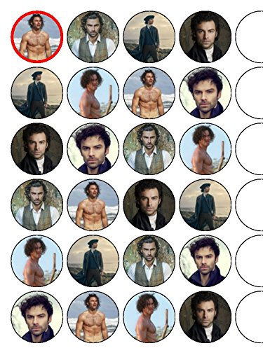 24x Aiden Turner Poldark Mix 1.5 (3.8cm) PRE- Cut Premium Rice Paper Edible Cake Toppers