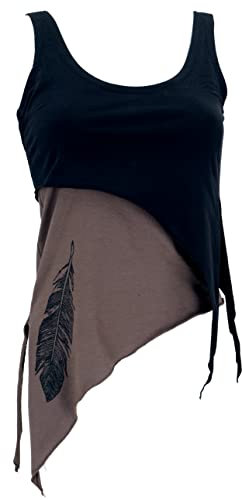 GURU SHOP Festival Elfen Top aus Bio-Baumwolle, Lagentop, Pixitop - Schwarz, Damen, Size:XL